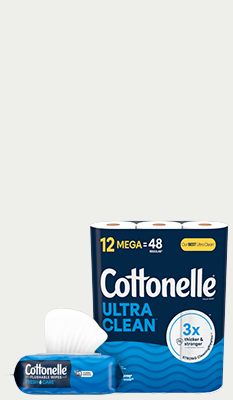 Lingettes jetables dans les toilettes Fresh Care et papier hygiénique Cottonelle® Ultra Clean