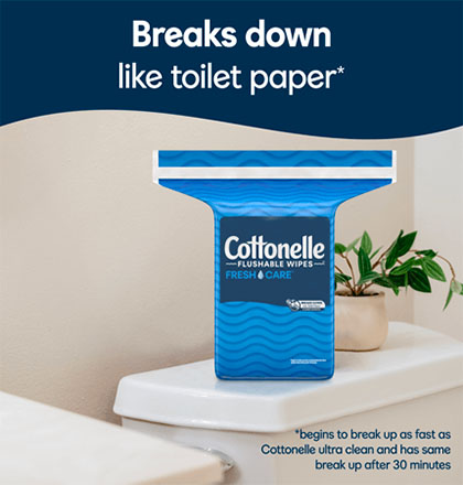 Cottonelle® Fresh Care Flushable Wipes Breaks down like Toilet Paper Carousal