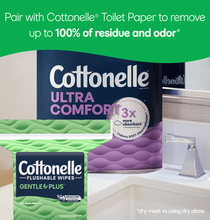 Pair with Cottonelle® Toilet Paper to feel shower-fresh 3x longer Carousal